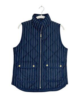 J.Crew Women's Excursion Pinstripe Down-Filled Quilted Vest in Navy - Sz S